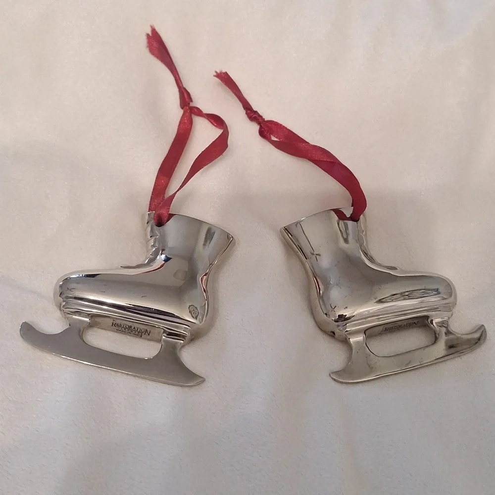 Vintage Restoration Hardware Ice Skate Ornaments